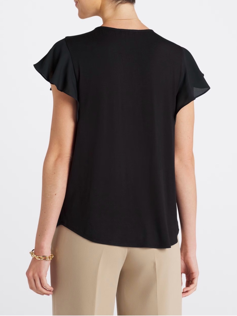 Fortune + Ivy Black Flutter Sleeve Blouse | Size Large - Picture 2 of 5
